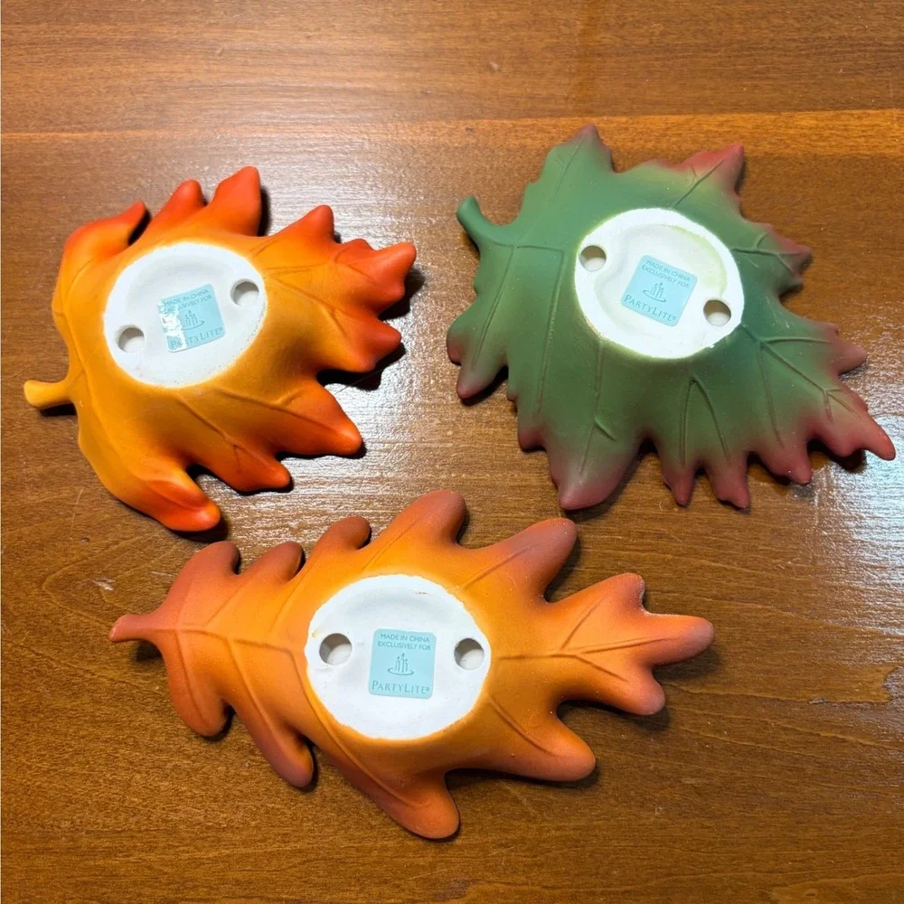 PartyLite Autumn Leaves Tealight Candle Holders Set of 3 Fall Thanksgiving Decor - Picture 7 of 10